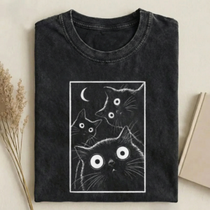 Vintage Black Cat Moon T-shirt